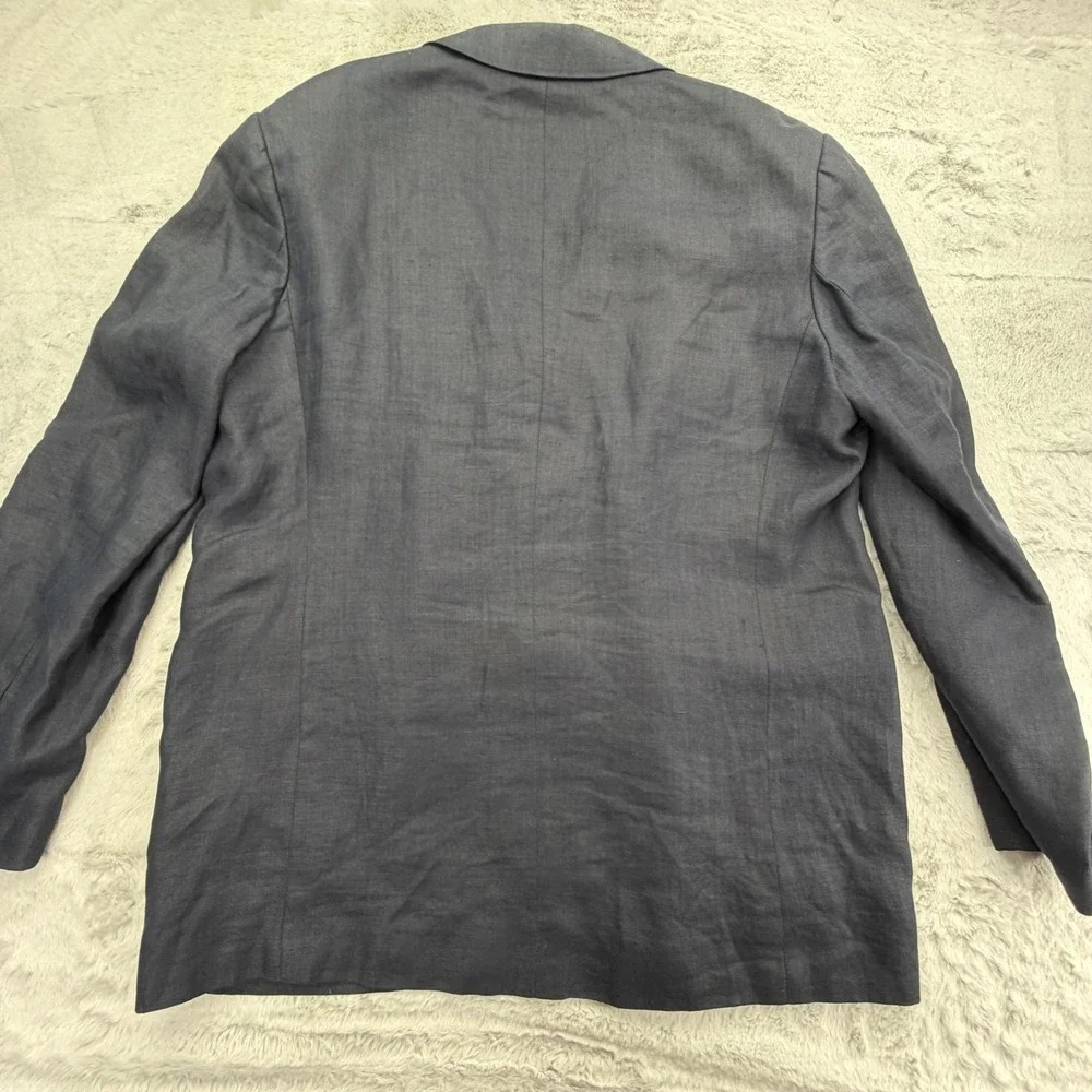 J.CREW Suit Jacket Mens 44R Blue 100% Linen Single Breasted Notch Lapel 2-Button